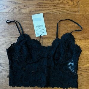 Zara black lace crop top